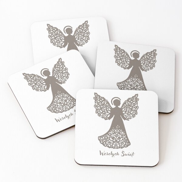 Item preview, Taupe Angel “Wesołych Świąt” | Minimalist Polish Christmas Design for Apparel & Gifts designed and sold by AmberWit.