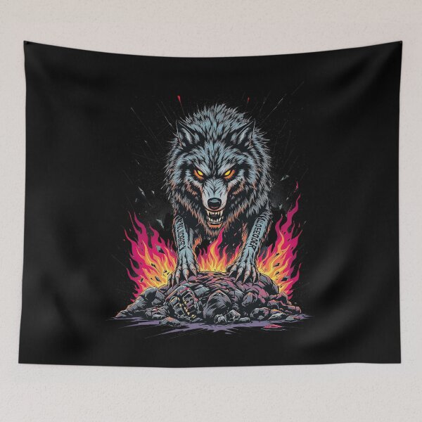 Item preview, Aggressive Wild Wolf Fire Explosion Dark Art designed and sold by TeeARTHY.