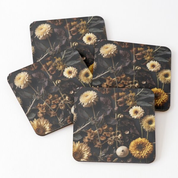 Item preview, White and Yellow Dried Florals – Autumn Botanical Collage designed and sold by EmeraldeaArt.
