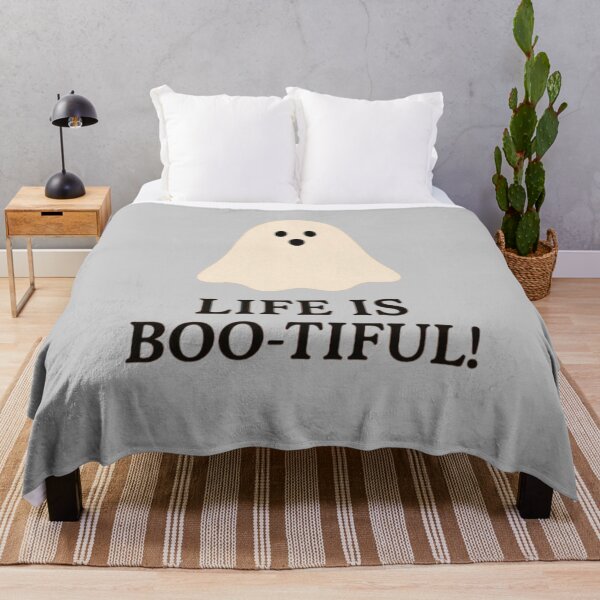 Item preview, Life is BOO-tiful! An upbeat happy ghost celebrating Halloween designed and sold by Oqueartecura.