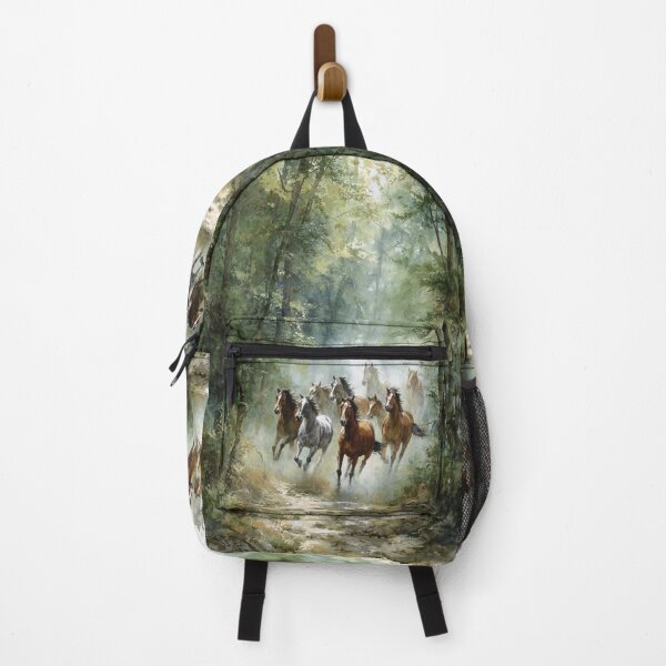 Item preview, A group of wild mustangs galloping through a sun-dappled forest Horses in Motion designed and sold by CDC40.