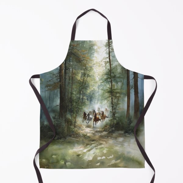 Item preview, A group of wild mustangs galloping through a sun-dappled forest Horses in Motion designed and sold by CDC40.