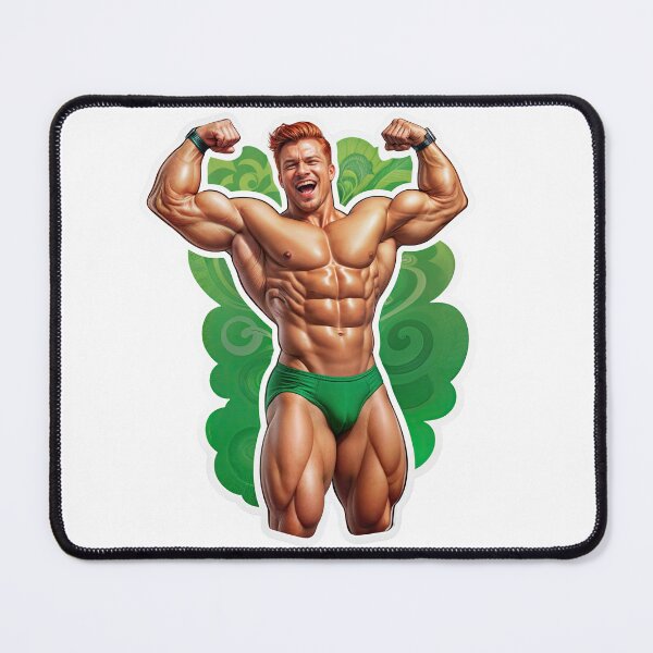 Item preview, Emerald Titan: Retro Bodybuilder in Power Pose designed and sold by ForeverPrintsOK.
