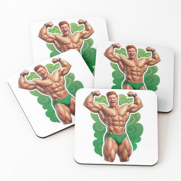 Item preview, Emerald Titan: Retro Bodybuilder in Power Pose designed and sold by ForeverPrintsOK.