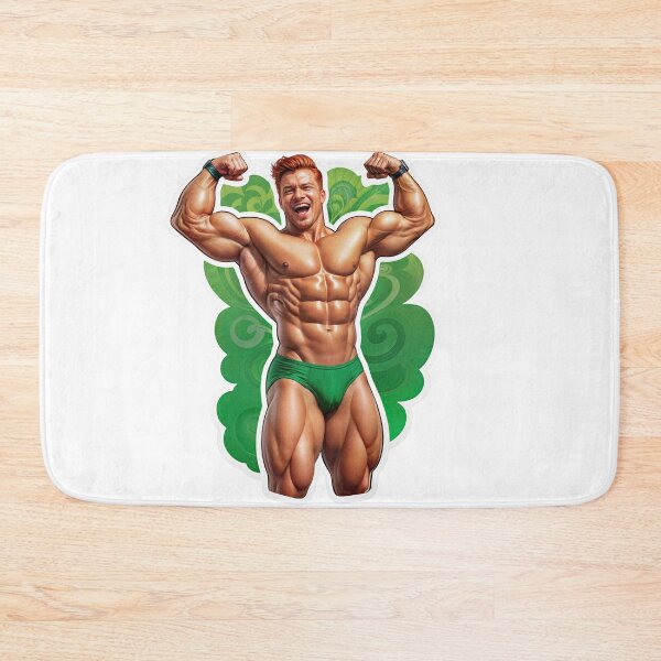 Item preview, Emerald Titan: Retro Bodybuilder in Power Pose designed and sold by ForeverPrintsOK.