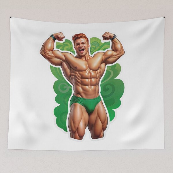 Item preview, Emerald Titan: Retro Bodybuilder in Power Pose designed and sold by ForeverPrintsOK.