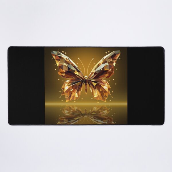 Item preview, Golden Low Poly Butterfly — 3D Elegant Art on Warm Toned Background designed and sold by InFrameVision.