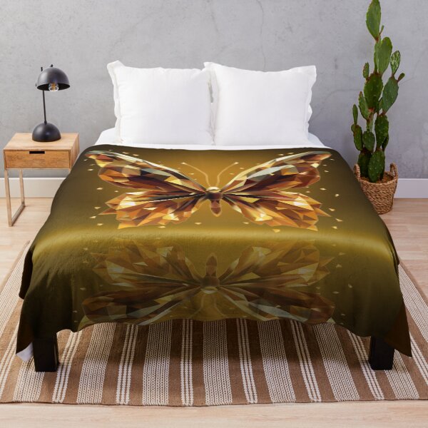 Item preview, Golden Low Poly Butterfly — 3D Elegant Art on Warm Toned Background designed and sold by InFrameVision.
