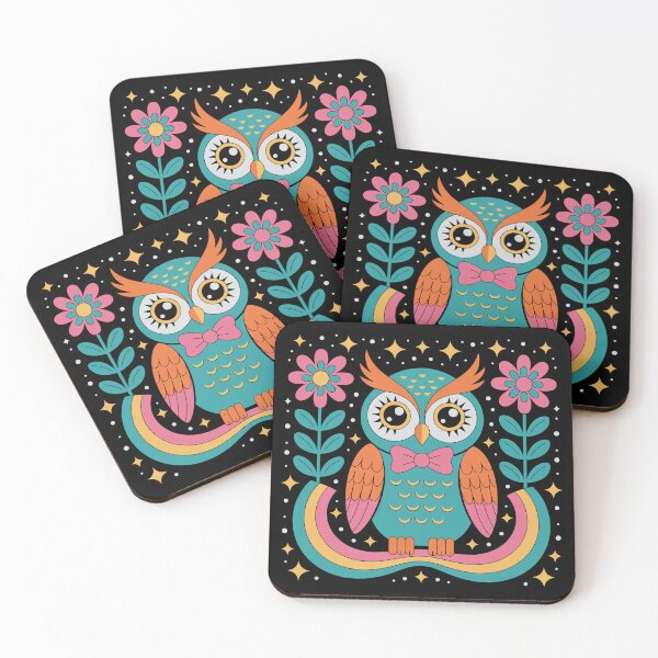 Item preview, Colorful Owl with Blossoms designed and sold by jkrphoto.
