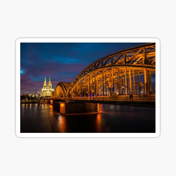 Fahrt über Die Kölner Rheinbrücke Bei Nacht Sticker: K%C3%B6lner Dom | Redbubble