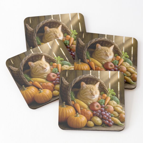 Item preview, Ginger Cat In a Thanksgiving Cornucopia designed and sold by Maria Dryfhout.