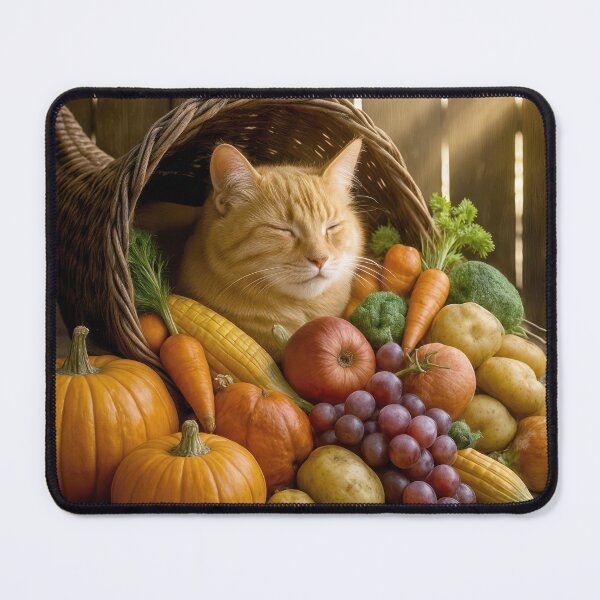 Item preview, Ginger Cat In a Thanksgiving Cornucopia designed and sold by Maria Dryfhout.