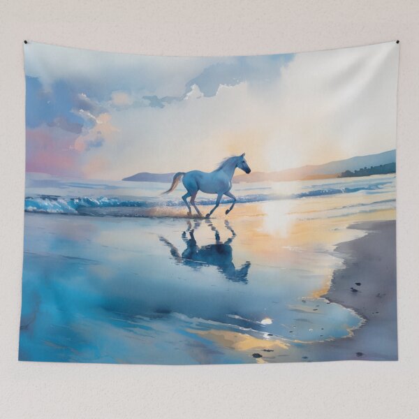 Item preview, A graceful Arabian horse running along the shoreline at dawn Horses in Motion designed and sold by CDC40.