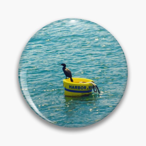 Item preview, Cormorant bird on yellow buoy designed and sold by Ruth Curtis.