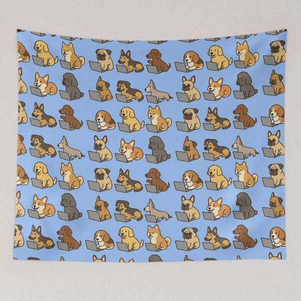 Item preview, Adorable Dog Breeds Using Laptops designed and sold by BumbleVee ☀️.