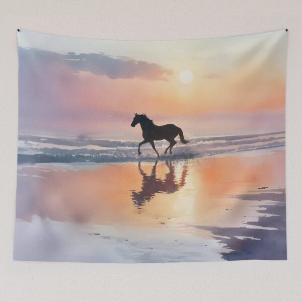 Item preview, A graceful Arabian horse running along the shoreline at dawn Horses in Motion designed and sold by CDC40.