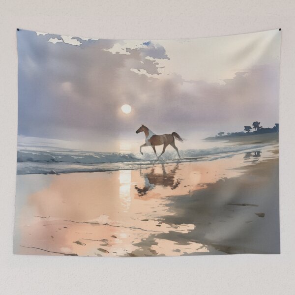 Item preview, A graceful Arabian horse running along the shoreline at dawn Horses in Motion designed and sold by CDC40.