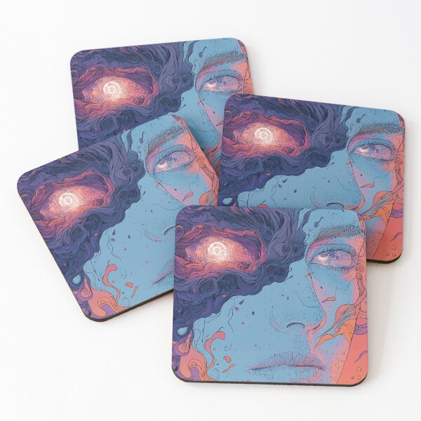 Item preview, Her Inner Cosmos – A Surreal Psychedelic Portrait with Glowing Eye and Flowing Energy designed and sold by MetroEnvision.