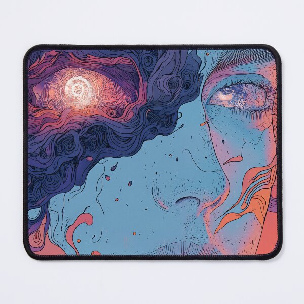 Item preview, Her Inner Cosmos – A Surreal Psychedelic Portrait with Glowing Eye and Flowing Energy designed and sold by MetroEnvision.