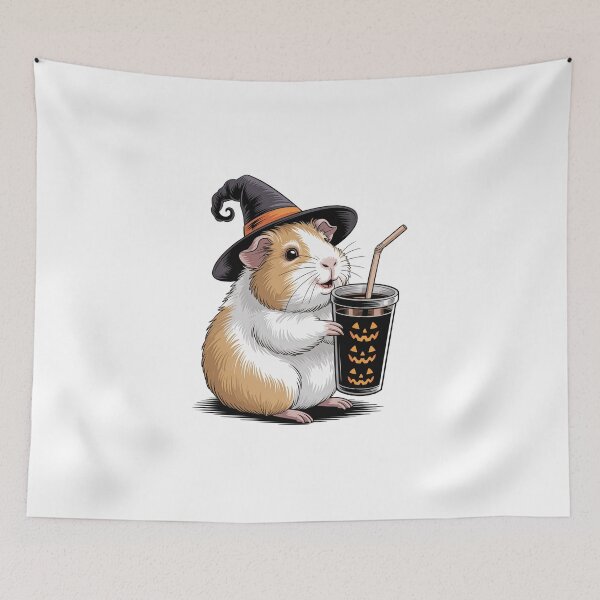 Item preview, Witchy Guinea Pig Sips a Halloween Drink designed and sold by jkrphoto.