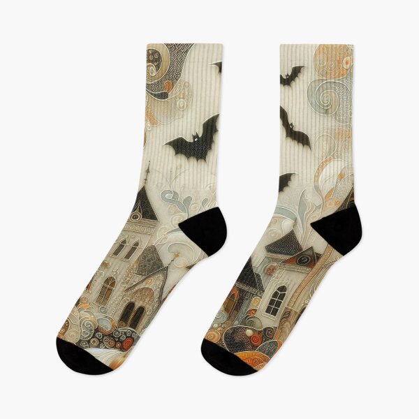 Item preview, Halloween illustration with house, pumpkins, bats and other holiday attributes designed and sold by 4Seasons.