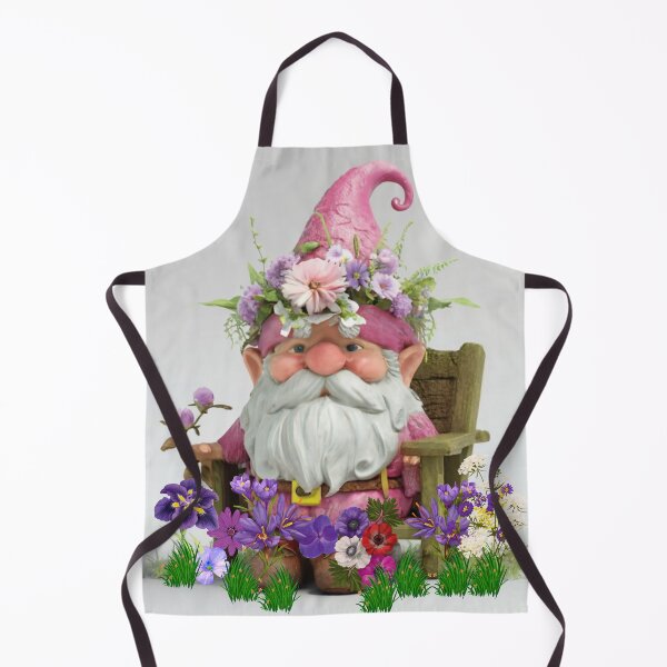 Item preview, A pink gnome sits among flowers, a gift for a dreamy gardener. designed and sold by DZIERANA.
