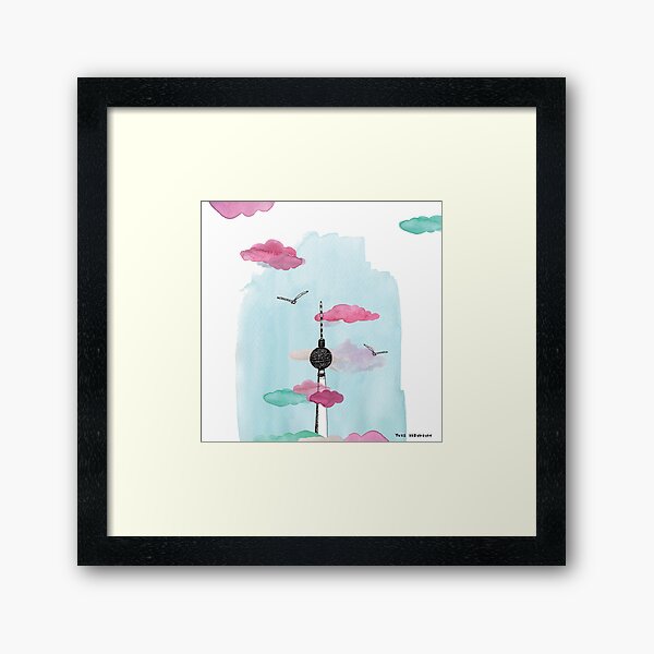 Berlin TV Tower - Yves Kervoelen - Soft watercolored view Framed Art Print