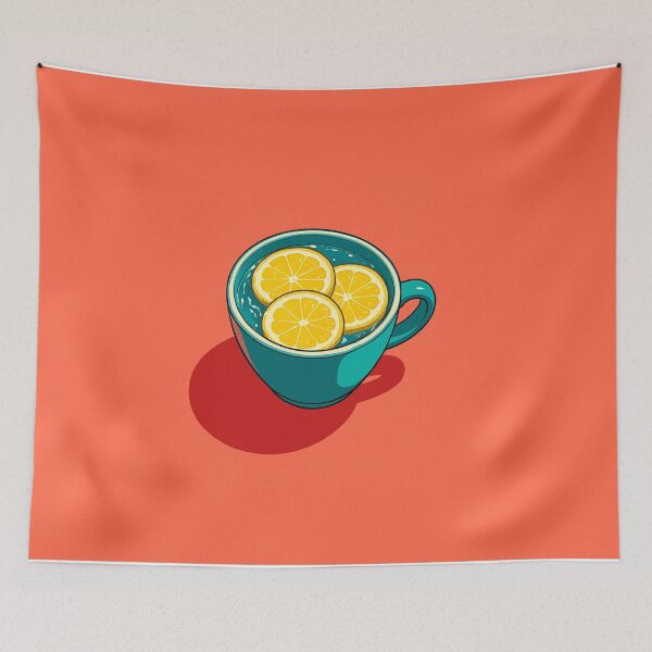 Item preview, Lemon Tea Cup on Orange Background designed and sold by SassyArtistry.