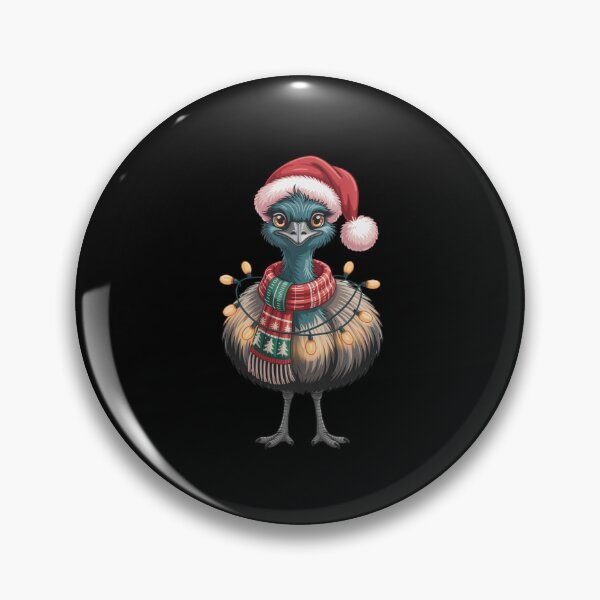 Item preview, Christmas Emu with Red Scarf and Santa Claus Hat designed and sold by SOUFIANE1991.