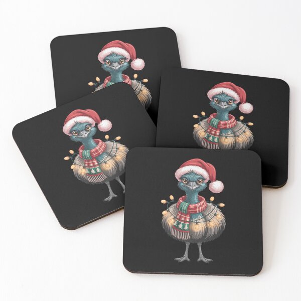 Item preview, Christmas Emu with Red Scarf and Santa Claus Hat designed and sold by SOUFIANE1991.