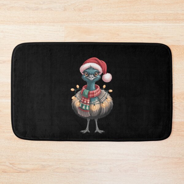 Item preview, Christmas Emu with Red Scarf and Santa Claus Hat designed and sold by SOUFIANE1991.