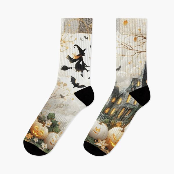 Item preview, Halloween illustration with house, pumpkins, bats and other holiday attributes designed and sold by 4Seasons.