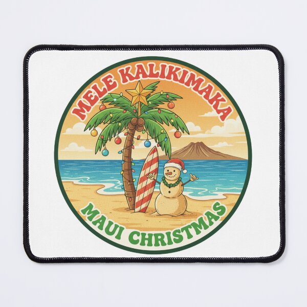 Item preview, Mele Kalikimaka Maui Christmas Retro Travel Poster | Tropical Hawaiian Holiday Surfer Santa Art designed and sold by Wear Sculpt.