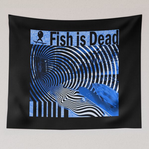 Item preview, Fish Skateboarding on illusions Blue designed and sold by UnearthlyBrain.