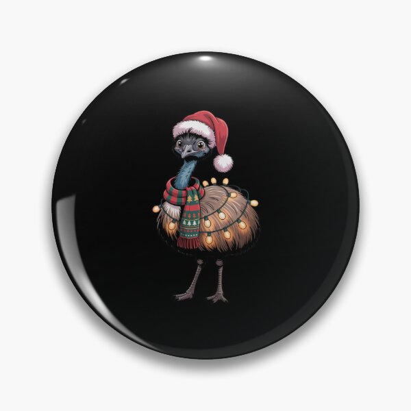 Item preview, Christmas Emu with Red Scarf and Santa Claus Hat designed and sold by SOUFIANE1991.