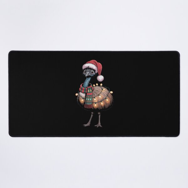 Item preview, Christmas Emu with Red Scarf and Santa Claus Hat designed and sold by SOUFIANE1991.