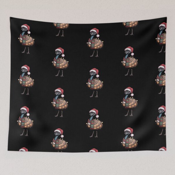 Item preview, Christmas Emu with Red Scarf and Santa Claus Hat designed and sold by SOUFIANE1991.