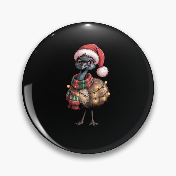 Item preview, Christmas Emu with Red Scarf and Santa Claus Hat designed and sold by SOUFIANE1991.
