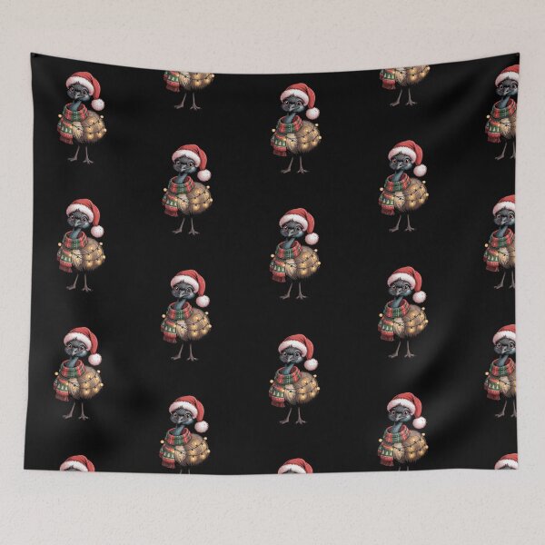 Item preview, Christmas Emu with Red Scarf and Santa Claus Hat designed and sold by SOUFIANE1991.