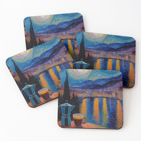 Item preview, Starry Coffee Night – Van Gogh Inspired Artwork of Espresso by the River designed and sold by Gino By Design.