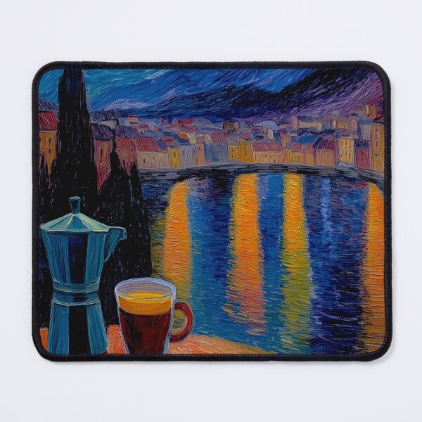 Item preview, Starry Coffee Night – Van Gogh Inspired Artwork of Espresso by the River designed and sold by Gino By Design.