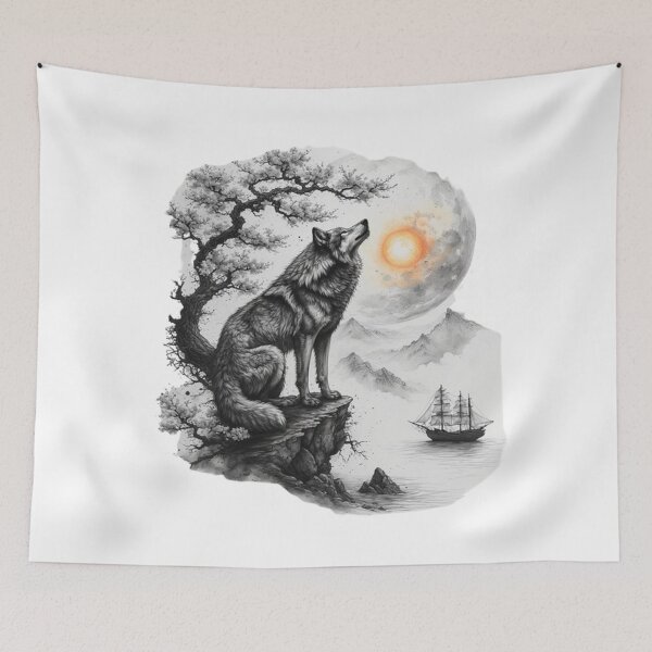 Item preview, Japanese landscape: river, mountain and sacred tree designed and sold by CHRIST5000.