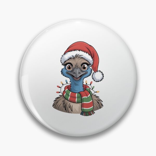 Item preview, Christmas Emu with Red Scarf and Santa Claus Hat designed and sold by SOUFIANE1991.