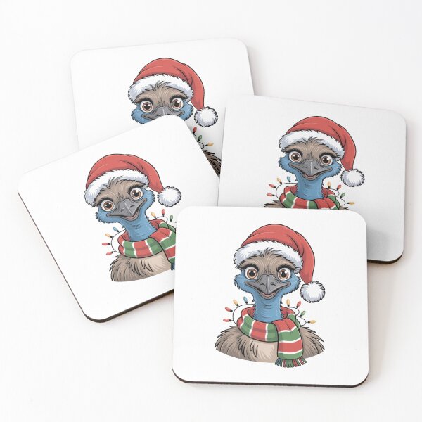 Item preview, Christmas Emu with Red Scarf and Santa Claus Hat designed and sold by SOUFIANE1991.