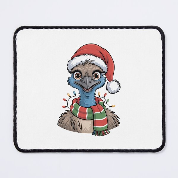 Item preview, Christmas Emu with Red Scarf and Santa Claus Hat designed and sold by SOUFIANE1991.