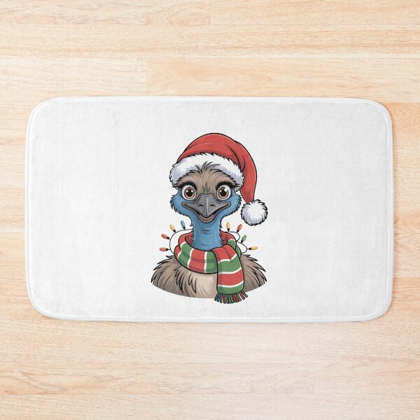 Item preview, Christmas Emu with Red Scarf and Santa Claus Hat designed and sold by SOUFIANE1991.