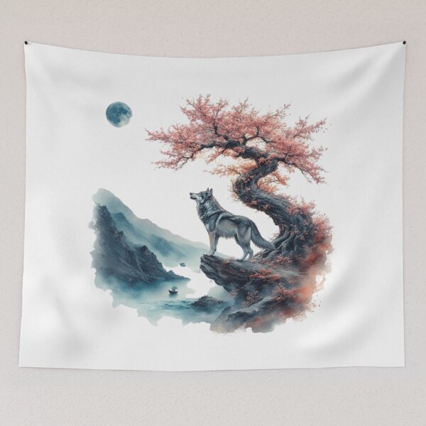 Item preview, Japanese landscape: river, mountain and sacred tree designed and sold by CHRIST5000.