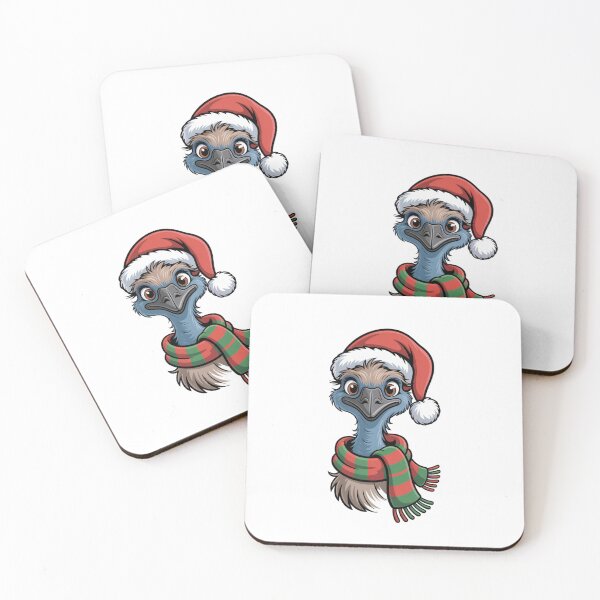 Item preview, Christmas Emu with Red Scarf and Santa Claus Hat designed and sold by SOUFIANE1991.