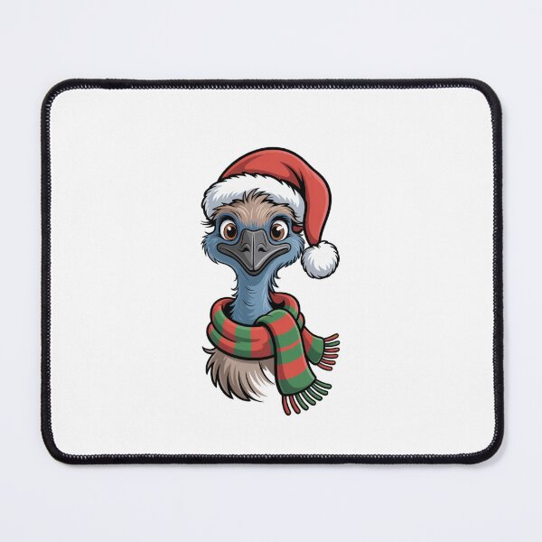Item preview, Christmas Emu with Red Scarf and Santa Claus Hat designed and sold by SOUFIANE1991.