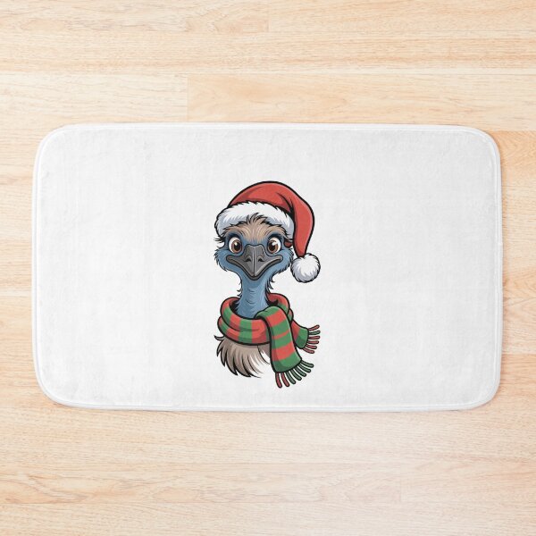 Item preview, Christmas Emu with Red Scarf and Santa Claus Hat designed and sold by SOUFIANE1991.
